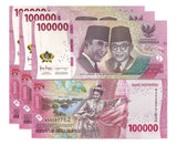 Indonesia 100000 Rupiah 2022/Mixed Years P 168 UNC LOT 3 PCS