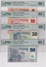 Nigeria Set 4 (5 Radar) 10 20 50 Naira 2021-22 P 34 38 -40 Gem UNC PMG 65 66 EPQ