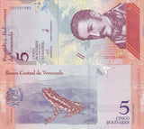 Venezuela 5 Bolivares 2018 P 102 Z PREFIX REPLACEMENT UNC