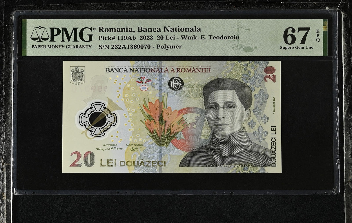 Romania 20 Leu 2023 P 119Ab Polymer Superb Gem UNC PMG 67 EPQ