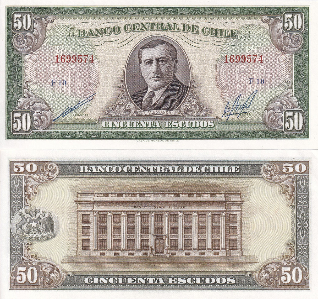 Chile 50 Escudos ND 1962 - 1975 P 140 b AUnc