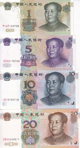China Set 4 Pcs 1 5 10 20 Yuan 1999 P 895 897 898 899 UNC , Mao