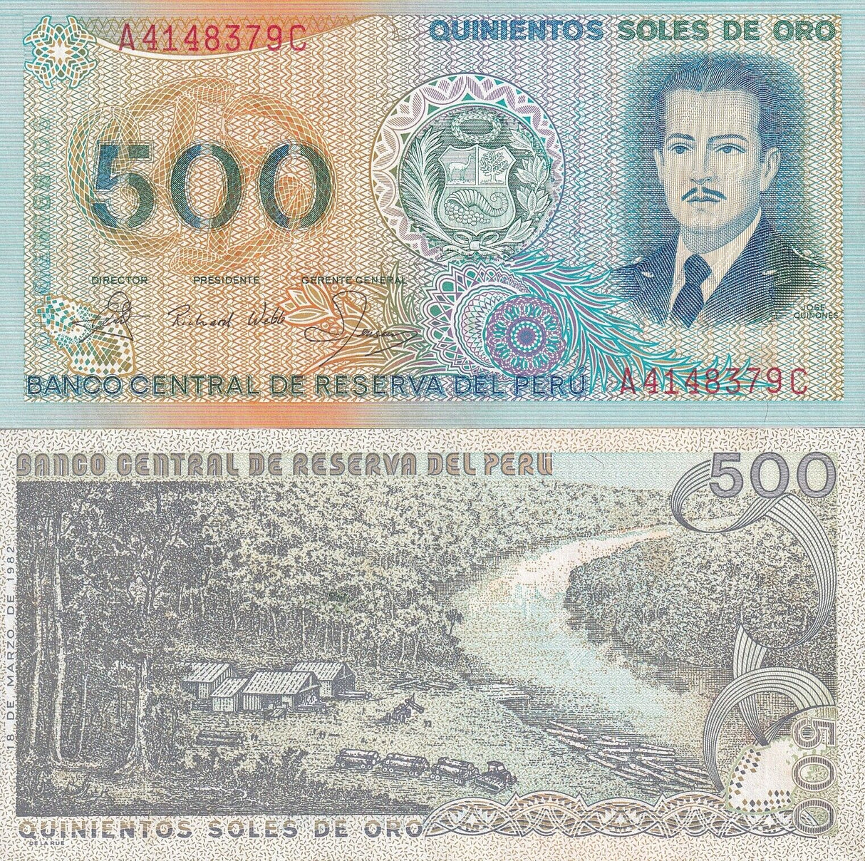 Peru 500 Soles P 125A 1982 UNC