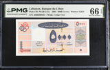 Lebanon 5000 Livres 2001 P 79 Gem UNC PMG 66 EPQ