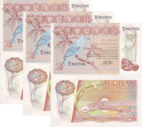 Suriname 2 1/2 Gulden 1985 P 119 UNC LOT 3 PCS