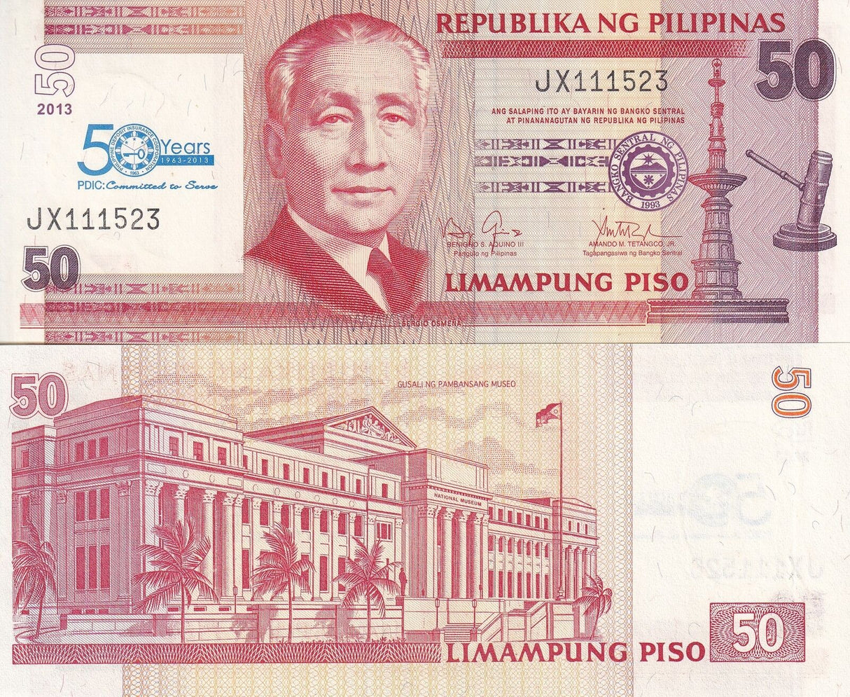 Philippines 5 Piso 2013 P 217 PDIC 50 Years UNC