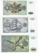 Germany Set 3 Pcs 5 10 20 Deutsche Mark 1980 P 30 31 32 UNC