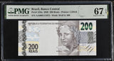Brazil 200 Reais 2020 P 258 a AA Prefix Superb Gem UNC PMG 67 EPQ
