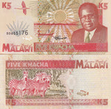 Malawi 5 Kwacha 1995 P 30 UNC