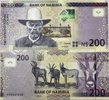 Namibia 200 Dollars 2022 P 15 New Sign UNC