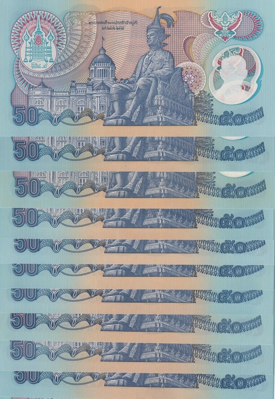 Thailand 50 Baht ND 1996 P 99 Polymer Commemorative UNC Lot 10 Pcs