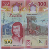 Mexico 100 Pesos 2020 P 131 a ,P W134 Polymer Random Prefix UNC