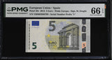 Euro 5 Euro 2013 P 20 V Spain VB Gem UNC PMG 66 EPQ , Graded Note