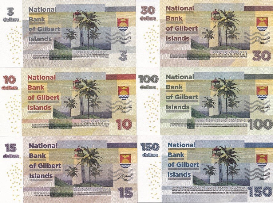 Gilbert Islands Set 6 3 10 15 30 100 150 D 2015 Hammerhead Dolphin Fantasy
