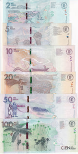 Colombia Set 6 UNC 2000 5000 10000-100000 Pesos Random Date P 458 459 460-463