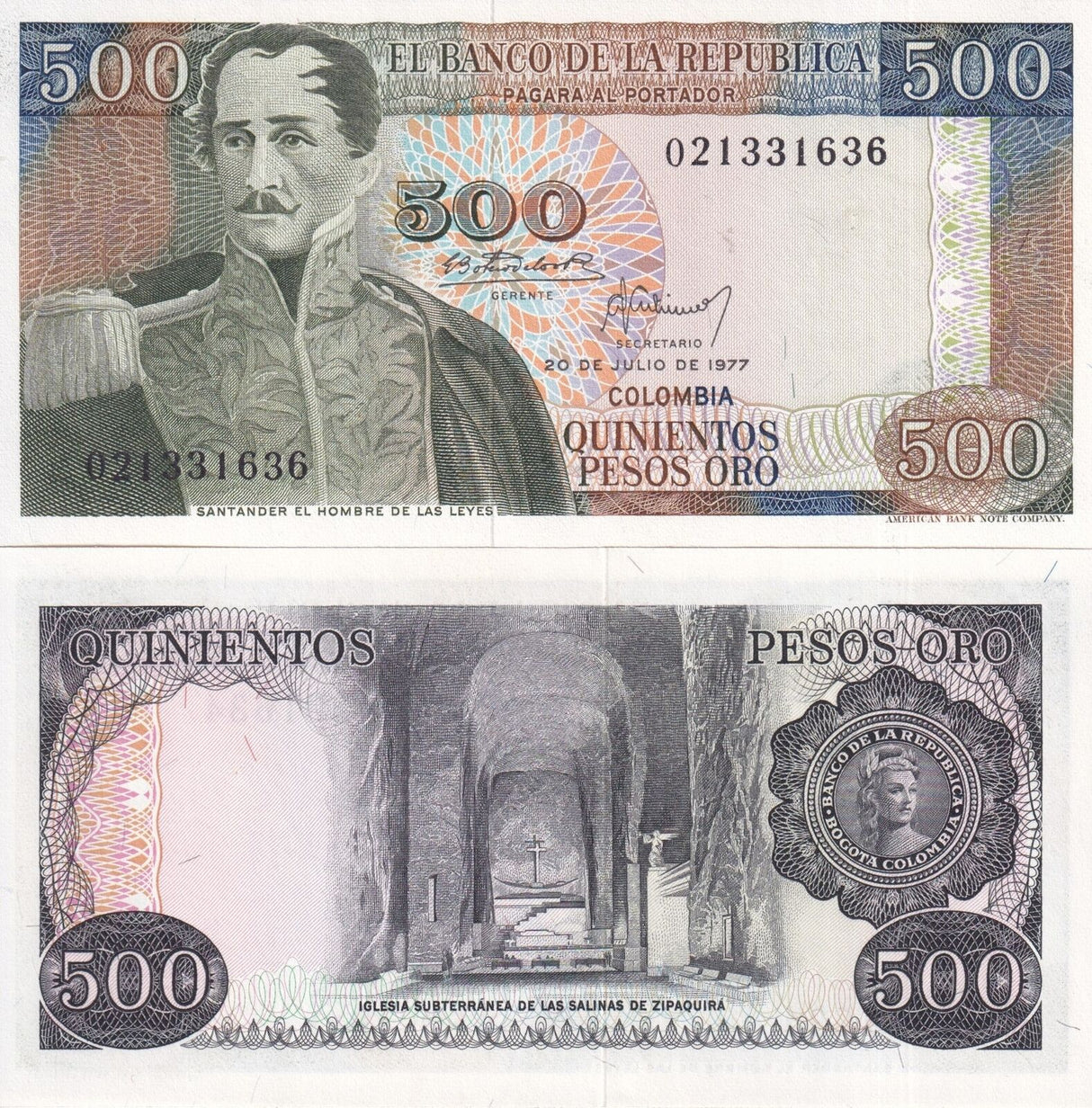 Colombia 500 PESOS 1977 P 420 UNC
