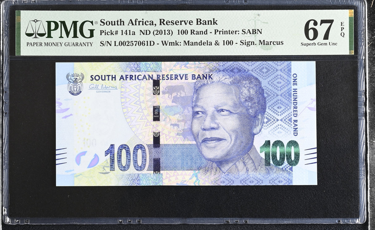 South Africa 100 Rands ND 2013 P 141 a Superb Gem UNC PMG 67 EPQ