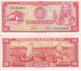 Peru 10 Soles De Oro 1973 P 100 c AUnc