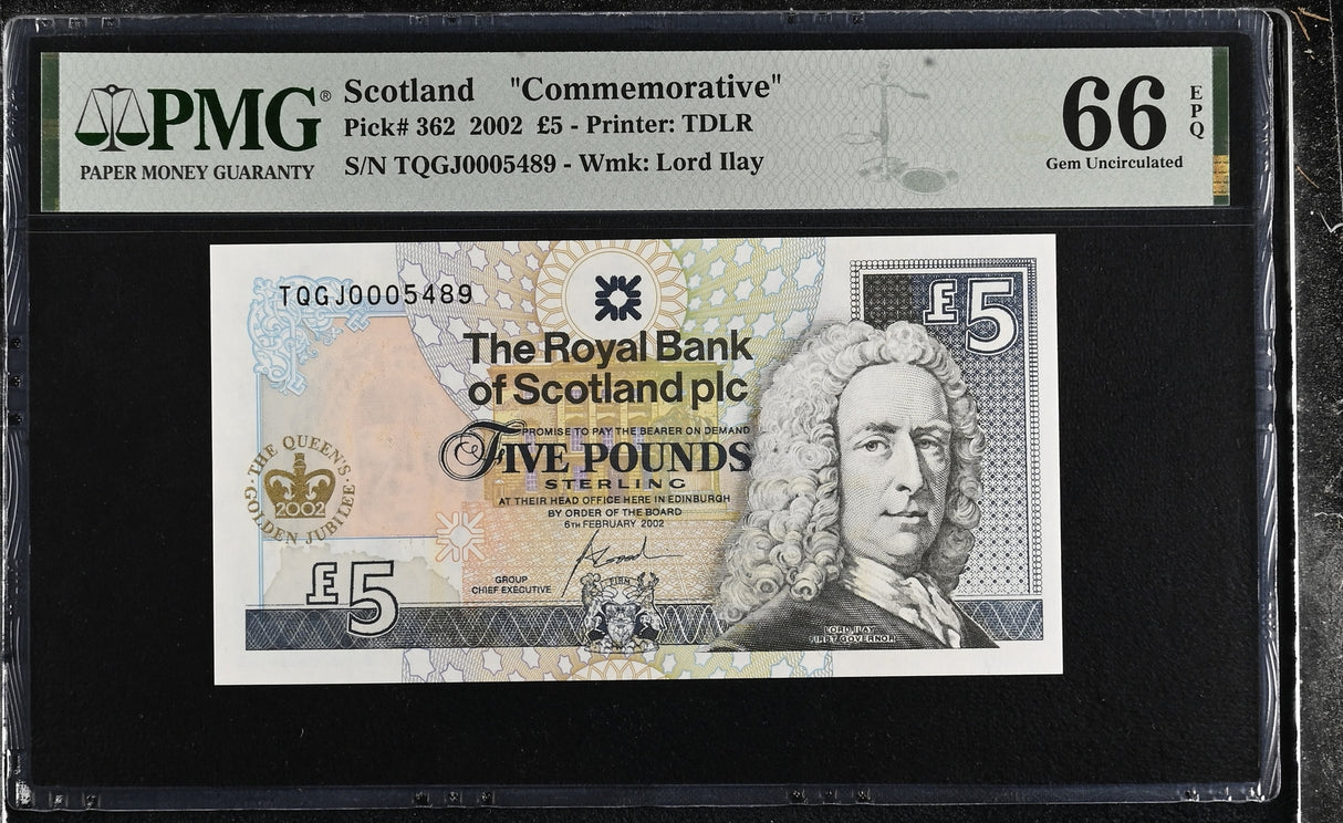 Scotland 5 Pound 2002 P 362 Commemorative Gem UNC PMG 66 EPQ
