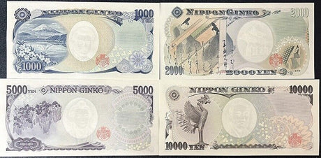 Japan Set 4 Pcs 1000 2000 5000 10000 Yen ND 2000-2014 P 103 104 105 106 UNC