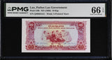 Laos 10 Kip ND 1968 P 20 b Gem UNC PMG 66 EPQ , Pathet Laos ,WTM 5 Point Star