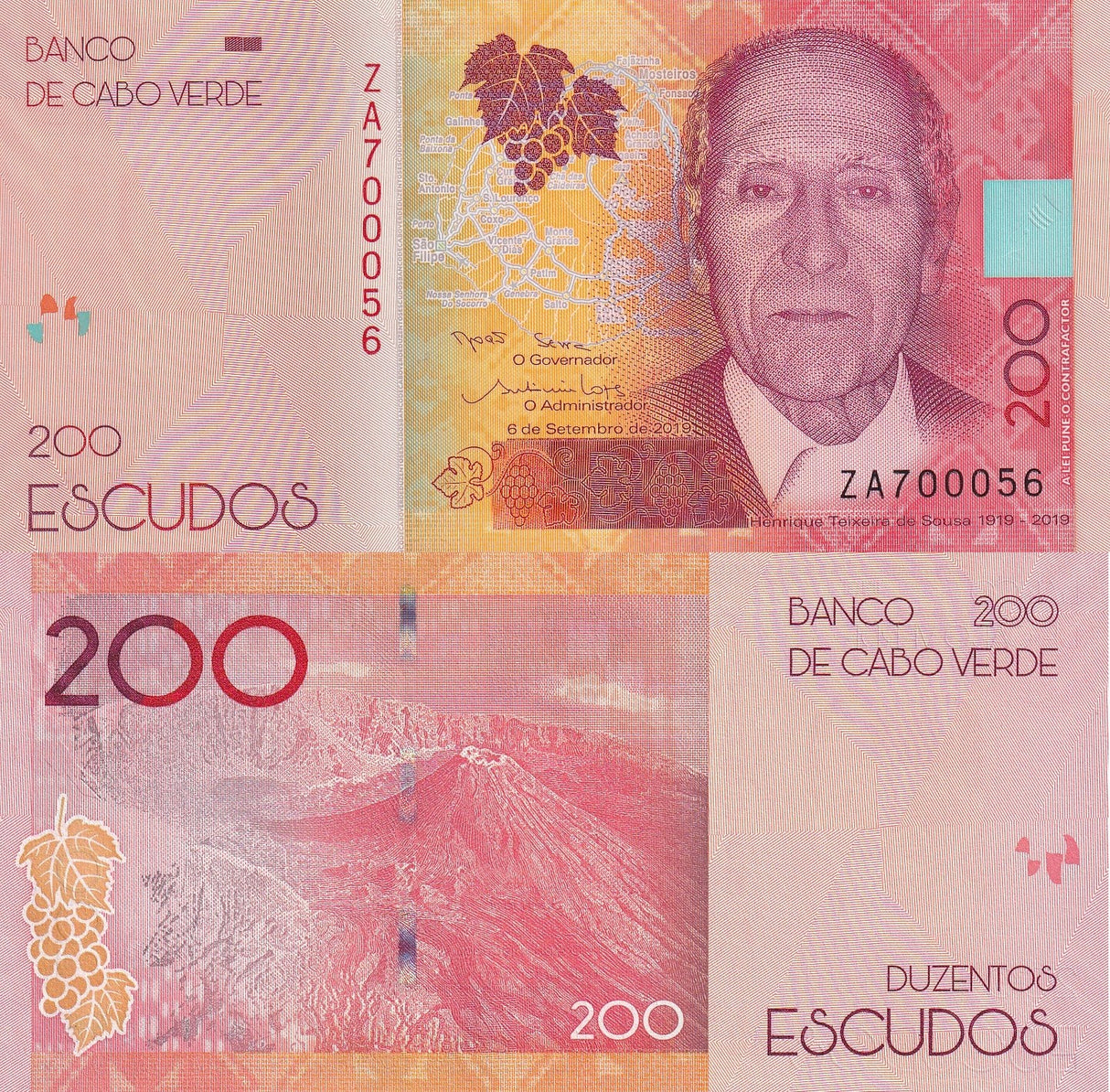Cape Verde 200 Escudos 2019 Polymer P 76 ZA Prefix UNC