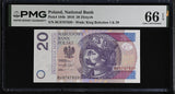 Poland 20 Zlotych 2016 P 184 b Gem UNC PMG 66 EPQ , Graded Note