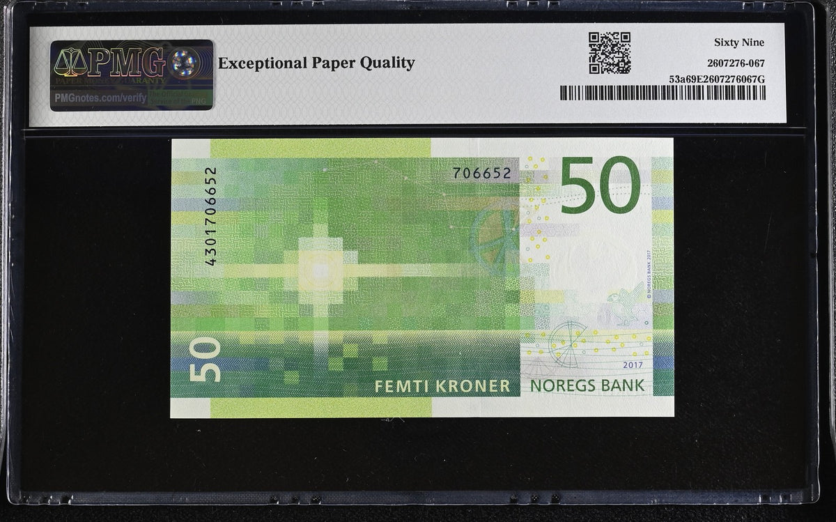 Norway 50 Kroner 2017 ND 2018 P 53 a Superb Gem UNC PMG 69 EPQ