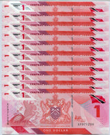 Trinidad & Tobago 1 Dollar 2020/2021 Polymer P 60 UNC Lot 25 Pcs 1/4 Bundle