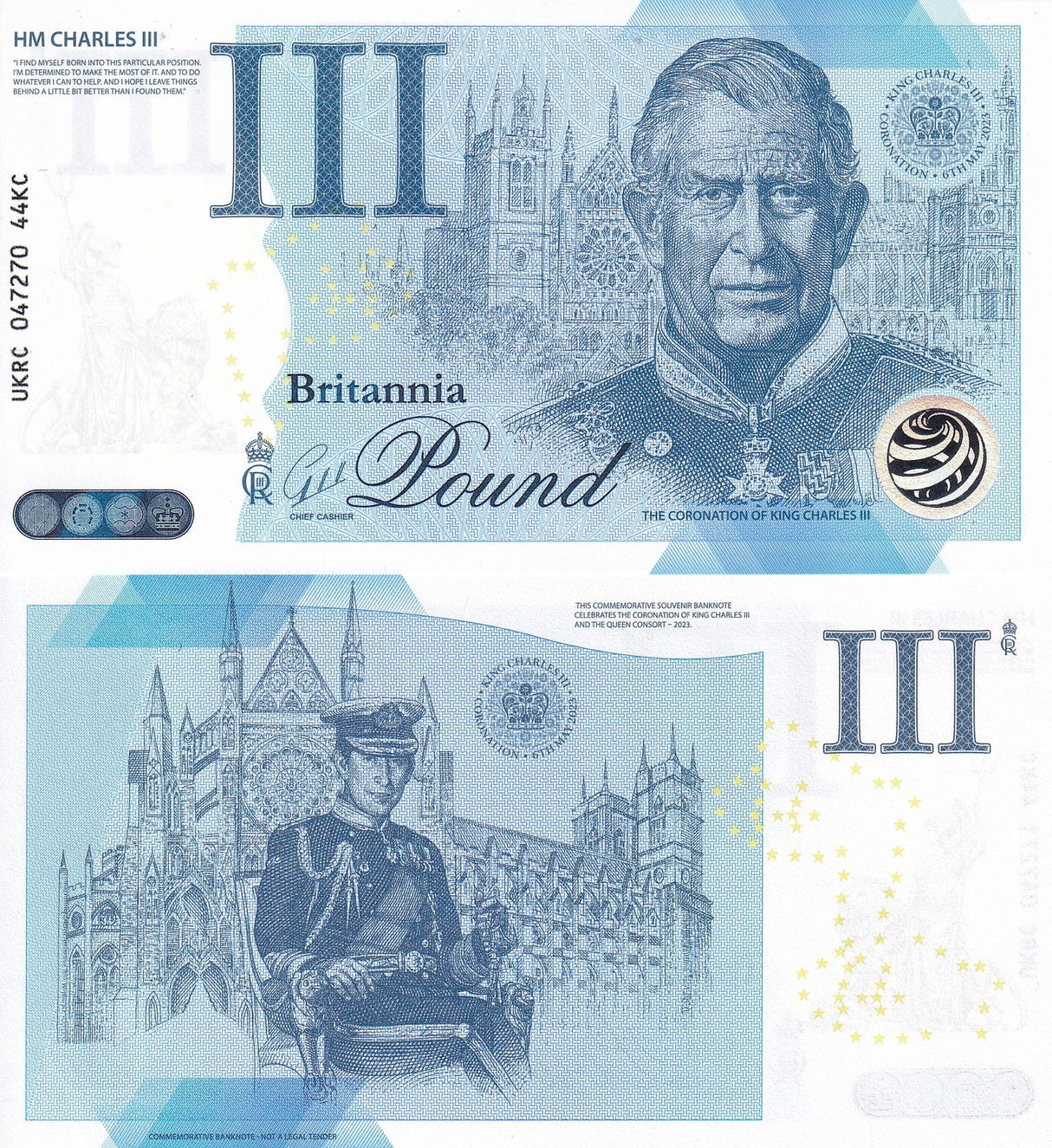 Great Britain Britannia Pound Test Note 2023 Commemorative King Charles III