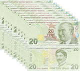Turkey 20 Lira 2009/2025 Prefix H P 224 New Sign UNC LOT 10 PCS