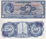 Mexico 50 Pesos 1961 P 49 n UNC, Ignacio de Allende  Statue of Victory