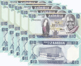 Zambia 10 Kwacha ND 1980/1988 P 26 e UNC LOT 5 PCS