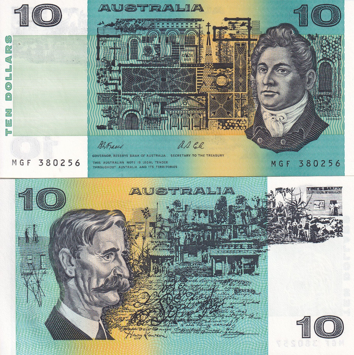 Australia 10 Dollars ND 1991 P 45 g UNC , Henry Lawson, Francis Greenway