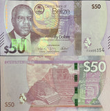 Belize set 6 UNC 2 5 10 20 50 100 Dollars 2025 P 73 74 75 76 77 78 NEW Design