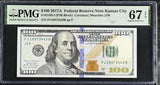 United States 100 Dollars USA 2017A P 548 J Kansas Superb Gem UNC PMG 67 EPQ