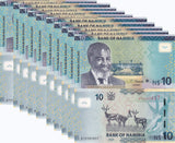 Namibia 10 Dollars 2025 P 16 c New Sign LOT 10 UNC