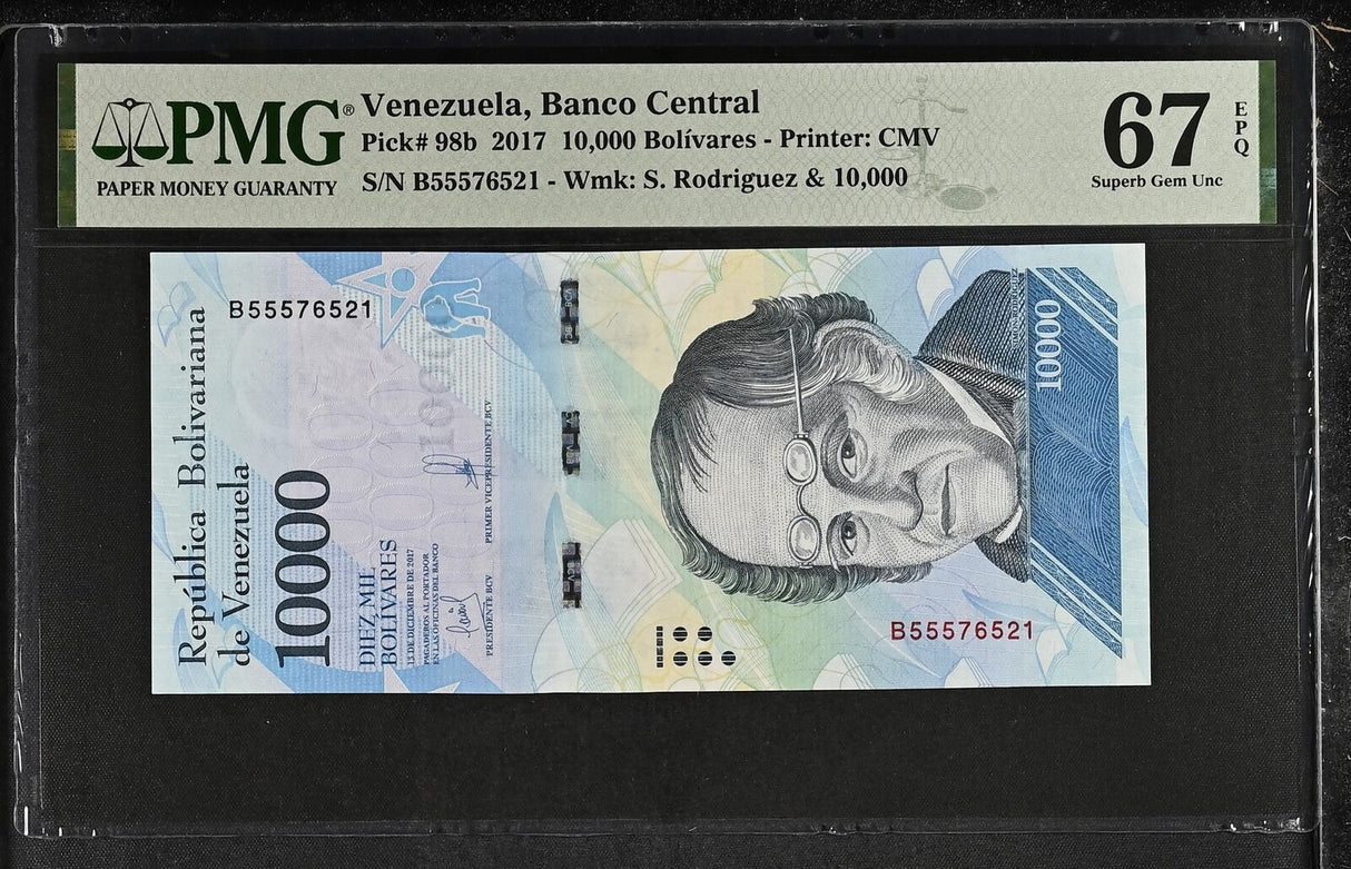 Venezuela 10000 Bolivares 2017 P 98 b Superb Gem UNC PMG 67 EPQ