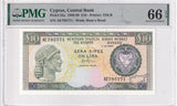 Cyprus 10 Pound 1990 P 55 a Gem UNC PMG 66 EPQ