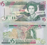 East Caribbean 5 Dollars ND 2003 P 42 k St. Kitts UNC
