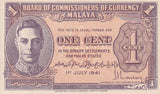 Malaya British Administration 1 Cents 1941 P 6 UNC