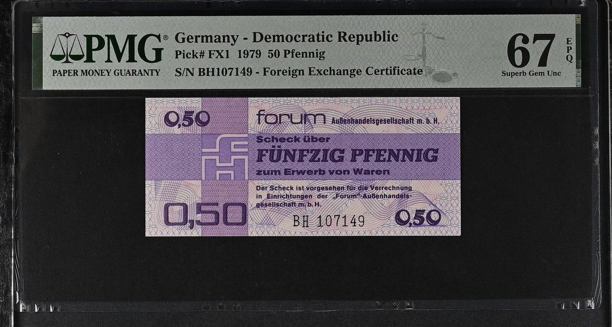Germany Demorcratic 50 PFENNIG 0.5 MARK 1979 P FX1 Superb Gem UNC PMG 67 EPQ