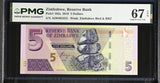 Zimbabwe 5 Dollars 2019 P 102 a Superb GEM PMG 67 EPQ