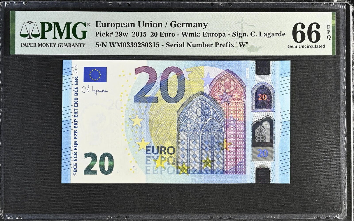Euro 20 Euro Germany 2015 P 29 w Gem UNC PMG 66 EPQ