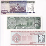 Bolivia Set 3 UNC 1 5 10 Centavos 1984 1987 P 195 196 197