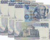 Italy 10000 Lire 1984 P 112 112d FAZIO & AMICI UNC LOT 3 PCS