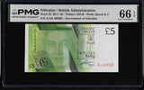 Gibraltar 5 Pounds 2011 P 35 A/AA QE II Gem UNC PMG 66 EPQ