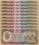 Afghanistan 1000 Afganis 1991 P 61 Unc Lot 10 Pcs 1/10 Bundle
