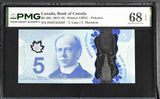 Canada 5 Dollars 2013 P 106 e Polymer Lane & Macklem Superb Gem UNC PMG 68 EPQ