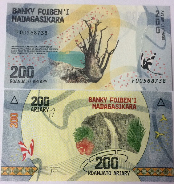 Madagascar 200 Ariary 2017 P 98 UNC Lot 100 Pcs 1 Bundle